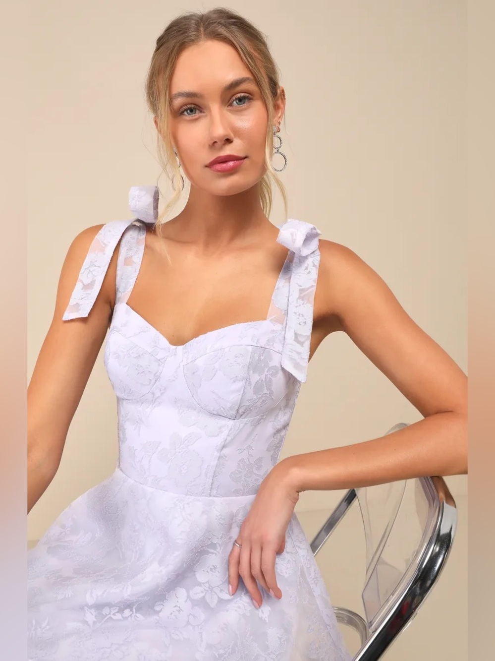 Lulus Glamorous Sweetie Lavender Burnout Tie-Strap Bustier Midi Dress - Picture 3 of 8